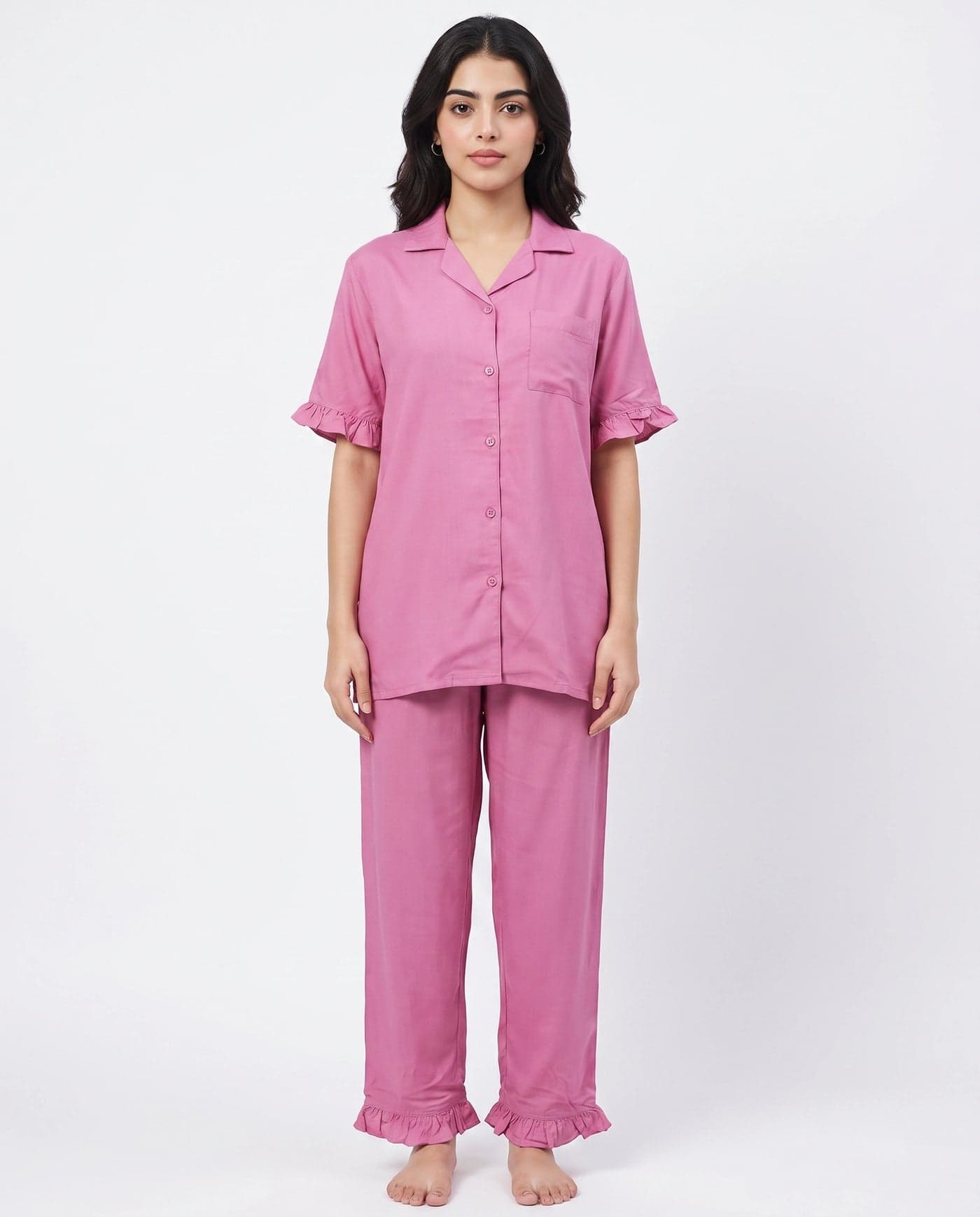 Pink Linen PJ Set for Women