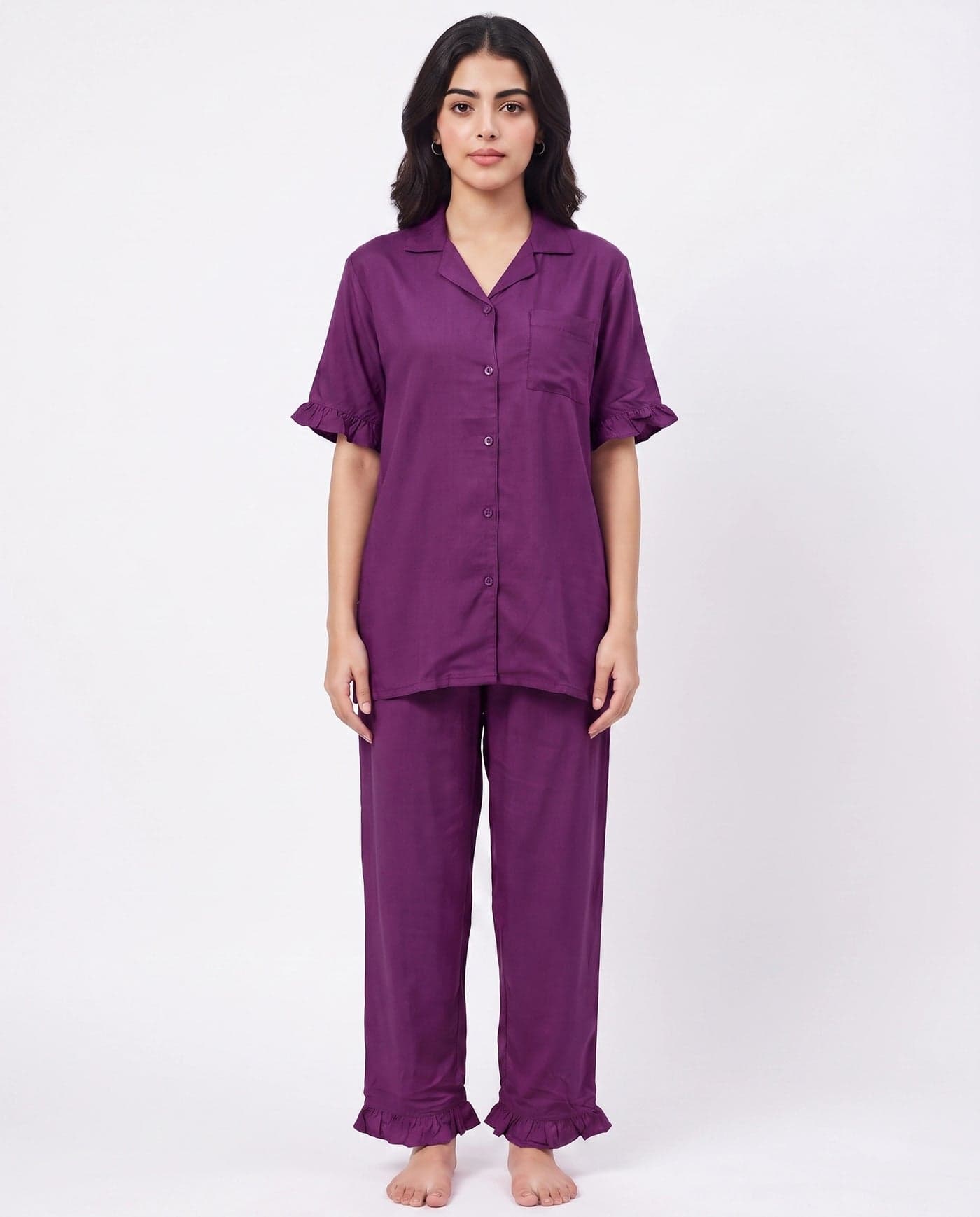 Purple Linen PJ Set for Women